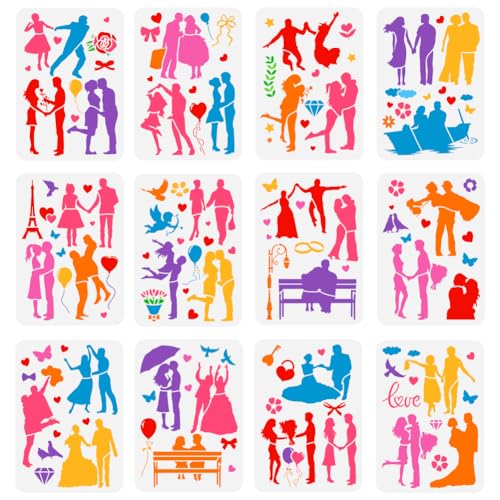 FINGERINSPIRE 12 Stück Paar Silhouette Malschablone 21x29.7 cm Wiederverwendbare Junge Mädchen Zeichenvorlage Romantische Liebe Valentinstag Dekor Schablone Zum Malen Auf Holz Wand Stoff Möbeln FINGERINSPIRE 12 Stück Paar Silhouette Malschablone 21x29.7 cm Wiederverwendbare Junge Mädchen Zeichenvorlage Romantische Liebe Valentinstag Dekor Schablone Zum Malen Auf Holz Wand Stoff Möbeln von FINGERINSPIRE