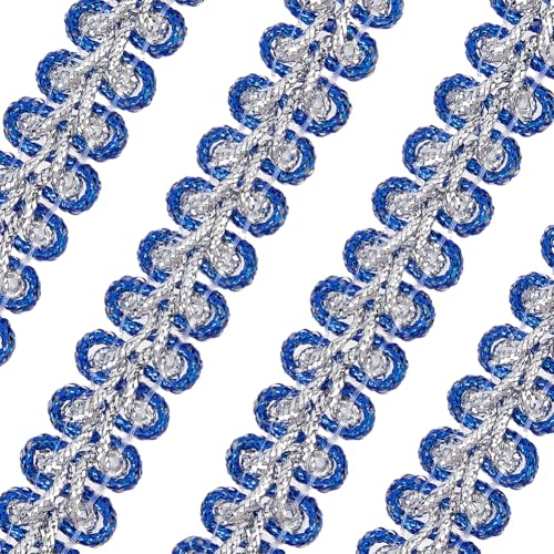 FINGERINSPIRE 13,7m 10mm Metallgeflecht Spitzenborte Blau & Silber Nähen Centipede Geflochtene Spitze Verzierte Gimpenborte für Hochzeit Braut DIY Kleidung Schmuck Basteln Nähen Heimdekoration von FINGERINSPIRE