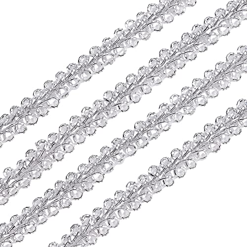 FINGERINSPIRE 13,7m 8mm Metallic Spitzenborte Blumenmuster Silberfarbenes Tausendfüßler Spitzenband verzierte Gimpenborte für Hochzeit Braut Kostüm oder Schmuck Kunsthandwerk und Nähen von FINGERINSPIRE