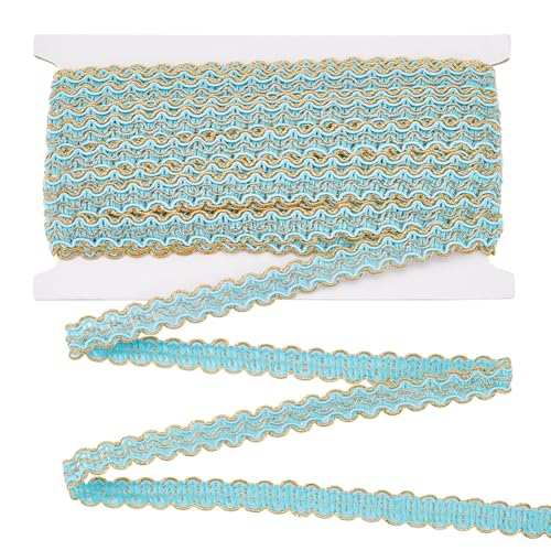 FINGERINSPIRE 13 Yards Gimp Braid Trim Gold Edge Woven Braid Trim 1,27 cm Blue Metallic S Wave Braid Trim Nähen Polyester Handwerk Gimp Trim for Curtain Slipcover DIY Costume Accessories von FINGERINSPIRE