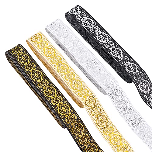 FINGERINSPIRE 14 m 4 Farben Vintage Jacquardband 20 mm Breit Ethnisch Besticktes Gewebtes Band Mit Blumenmuster Jacquardband Nähband Für Heimwerkerhandwerk Geschenkverpackung Heimdekoration von FINGERINSPIRE