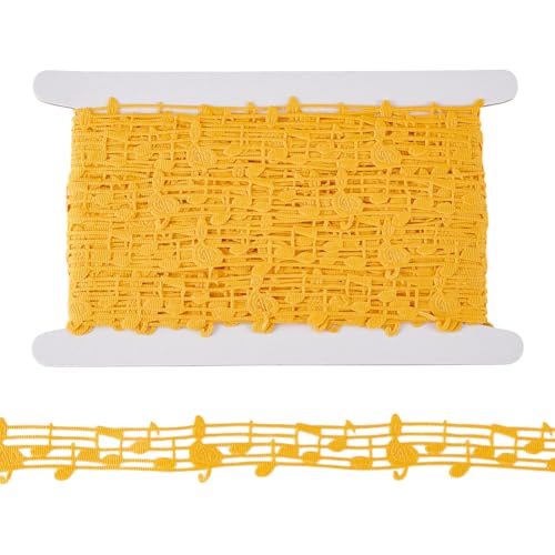 FINGERINSPIRE 18.28 m Dunkeloranges Ripsband Mit Hohlen Musiknoten 28.5mm Breit Polyester Spitzenbesatz Mit Musiknoten Zur Kleidungsdekoration Geschenkpapier Home Party Dekoration von FINGERINSPIRE