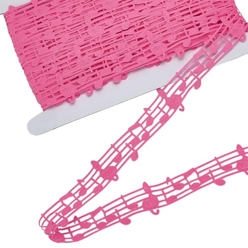 FINGERINSPIRE 18.3 m Hohles Musiknotenband 28.5mm Ausgeschnittenes Musik Bastelband Leuchtend Rosa Musikalischer Zierbesatz Gravierte Musiknoten Spitzenbänder Zum Verpacken von Geschenken Musik Dekor von FINGERINSPIRE