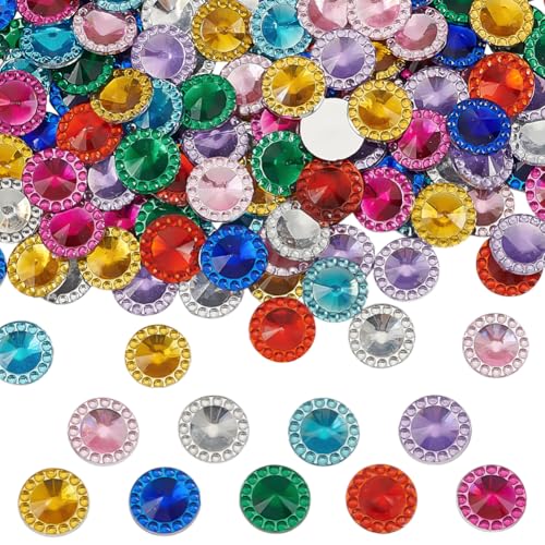 FINGERINSPIRE 180 Stück 9 Farben Acryl Strass Cabochons 11.5x2.5mm Flache Rückseite Runde Acryl Strasssteine Rückseitig Plattierte Acryl Kristall Cabochons Bling Juwelen Acryl Juwelen Verzierungen von FINGERINSPIRE