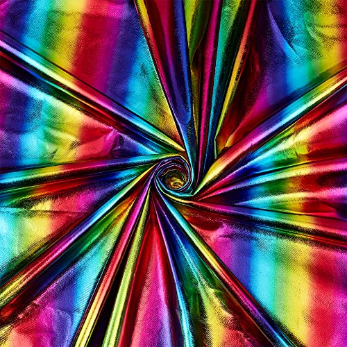 FINGERINSPIRE 1x1.5 m Schillernder Hologramm Stretchstoff Regenbogenfarbener Glitzernder Polyester Streifen Reflektierender Stoff von The Yard Meerjungfrau Stoff Für Kleidung Basteln von FINGERINSPIRE