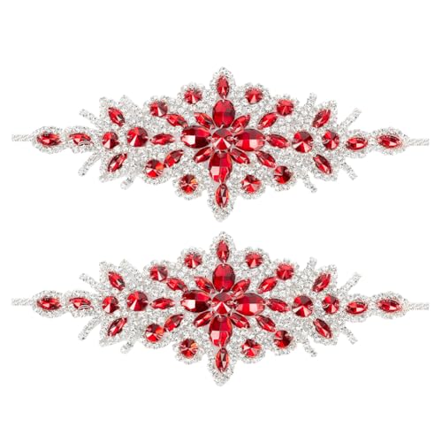 FINGERINSPIRE 2 Stück Blumen Strass Applikationsgürtel 9x24 cm Rote Raute Diamant Nähapplikationen Mit Silbernem Rand Zum Aufbügeln/Aufnähen Strass Patch Für Brautkleid Schärpe Hochzeit Stirnband FINGERINSPIRE 2 Stück Blumen Strass Applikationsgürtel 9x24 cm Rote Raute Diamant Nähapplikationen Mit Silbernem Rand Zum Aufbügeln/Aufnähen Strass Patch Für Brautkleid Schärpe Hochzeit Stirnband von FINGERINSPIRE
