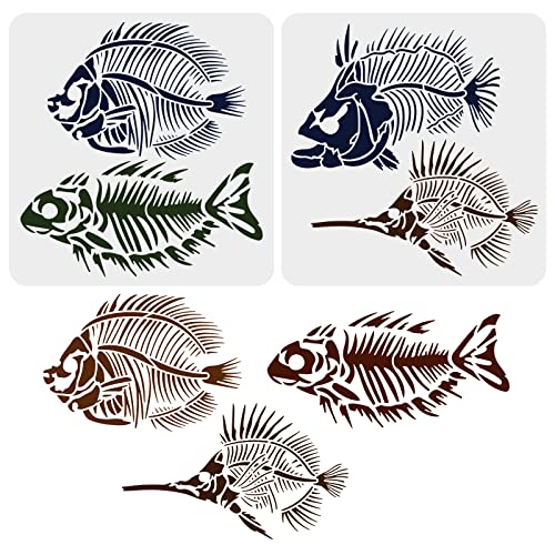 FINGERINSPIRE 2 Stück Fisch Fossilien Malschablone 30x30cm Wiederverwendbare Fischgräten Familie Dekoration Schablone DIY Fisch Schablonen für die Malerei auf Wand Möbel Stoff Holz und Papier FINGERINSPIRE 2 Stück Fisch Fossilien Malschablone 30x30cm Wiederverwendbare Fischgräten Familie Dekoration Schablone DIY Fisch Schablonen für die Malerei auf Wand Möbel Stoff Holz und Papier von FINGERINSPIRE