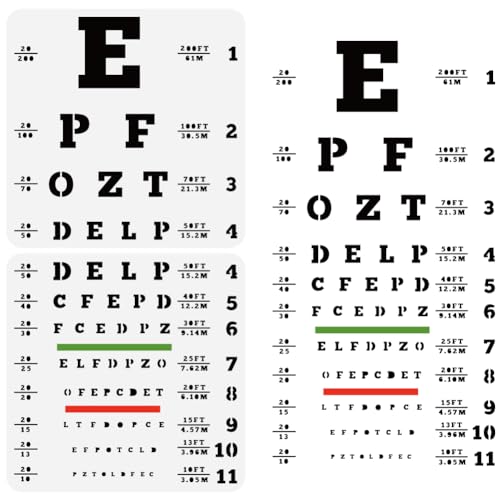 FINGERINSPIRE 2 Stück Sehtafel Schablonenvorlage 30x30 cm Snellen Sehtafel Malschablone Kunststoff Sehtesttafel Schablone Wiederverwendbare DIY Kunst Und Bastelschablonen Zum Malen von FINGERINSPIRE