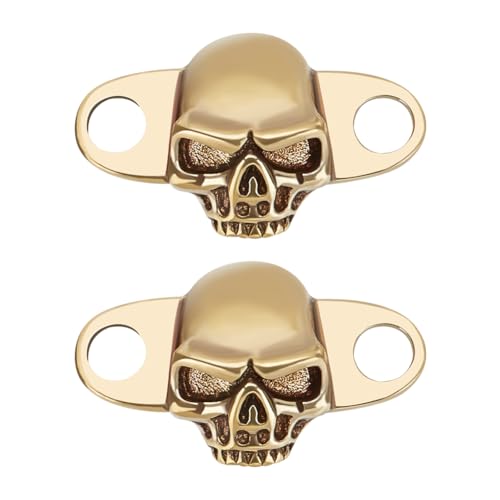 FINGERINSPIRE 2 Stück Totenkopf Schnürsenkel Charms Antike Goldene Schnürsenkel Schnalle Abnehmbare Modische Messing Skelett Schnürsenkel Dekorationen Schnürsenkel Anhänger Für Boots schuh Accessoire von FINGERINSPIRE