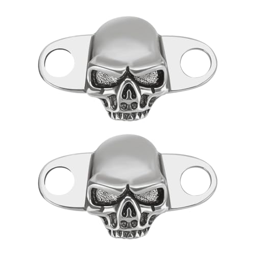 FINGERINSPIRE 2 Stück Totenkopf Schnürsenkel Charms Antikes Silber Schnürsenkel Schnalle Abnehmbare Modische Messing Skelett Schnürsenkel Dekorationen Schnürsenkel Anhänger Für Boots Schuh Accessoire von FINGERINSPIRE