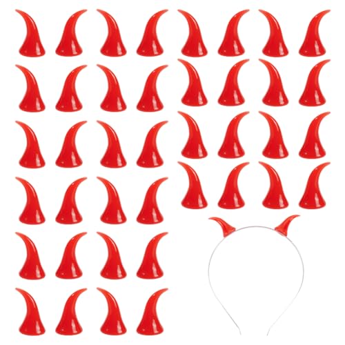 FINGERINSPIRE 20 Paar Teufelshörner Haarspange Rot Halloween Cosplay Kostüm Kopfbedeckung Zubehör Hornförmige Haarspange Teufelshörner Stirnband Vampirkostüm Haarnadel Kostümparty Zubehör Für Cosplay von FINGERINSPIRE