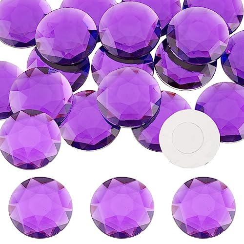 FINGERINSPIRE 20 Stück 40 mm Runde Acryl Strasssteine Mit Flacher Rückseite Bling Aufkleber Lila Selbstklebende Juwelen Verzierungen Kunststoff Kristalle Edelsteine Für Cosplay Heimdekoration von FINGERINSPIRE