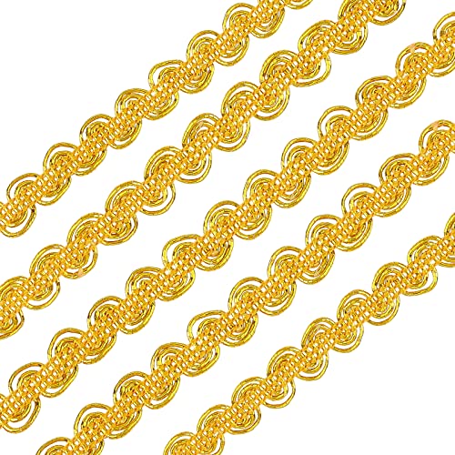 FINGERINSPIRE 22,8m 10mm Metallic Scroll Braid Trim Verschönerung Dunkel Goldenes Polyesterband mit Wellenmuster für Bekleidungszubehör, Kostüm oder Schmuck, Kunsthandwerk und Nähen von FINGERINSPIRE