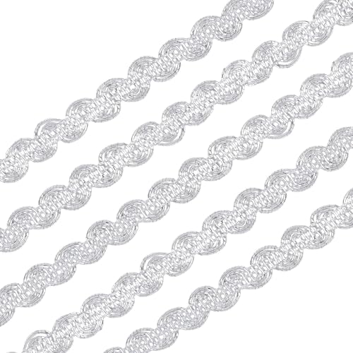 FINGERINSPIRE 22,8m 10mm Metallic Scroll Braid Trim Verschönerung Silbernes Polyesterband mit Wellenmuster für Bekleidungszubehör, Kostüm oder Schmuck, Kunsthandwerk und Nähen FINGERINSPIRE 22,8m 10mm Metallic Scroll Braid Trim Verschönerung Silbernes Polyesterband mit Wellenmuster für Bekleidungszubehör, Kostüm oder Schmuck, Kunsthandwerk und Nähen von FINGERINSPIRE
