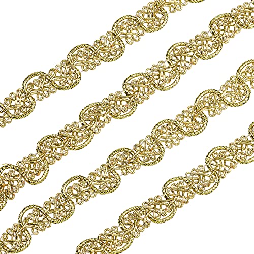 FINGERINSPIRE 22,8m 12mm Metallic Spitzenborte Blattmuster Goldfarbenes Tausendfüßler Spitzenband verzierte Gimpenborte für Hochzeiten Kostüme oder Schmuck Kunsthandwerk und Nähen von FINGERINSPIRE