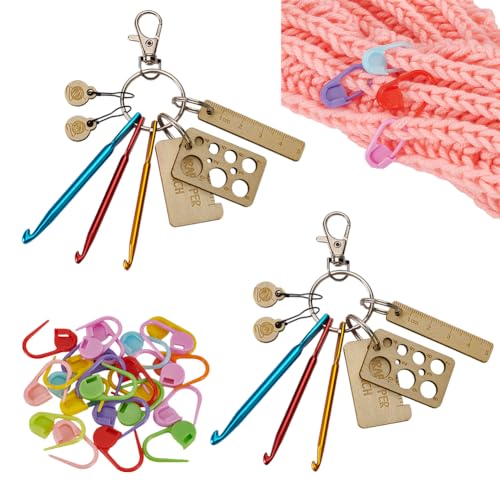 FINGERINSPIRE 26 Stück Häkelnadel Set Maschenmarkierer Mini Schlüsselanhänger Häkelnadeln Aus Aluminium Stricknadeln Häkelnadel Schlüsselanhänger Tragbares Häkel Schlüsselanhänger Set Mit Anhänger von FINGERINSPIRE