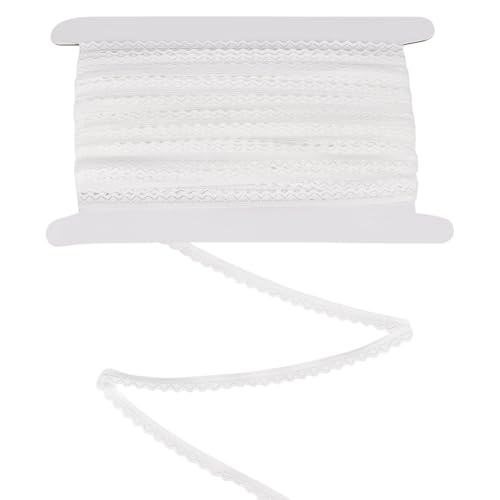 FINGERINSPIRE 27.4 m Weißes Stretch Spitzenband 10mm Breit Elastisches Spitzenband Mit Gewelltem Rand Stickerei Spitzenbesatz Mit Gewelltem Rand Zum Basteln Nähen Herstellen von Geschenkverpackungen von FINGERINSPIRE