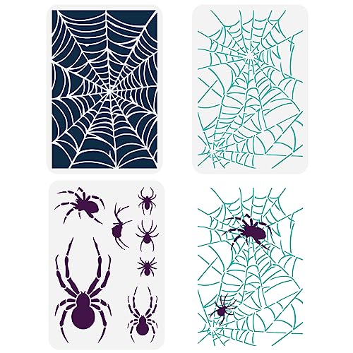 FINGERINSPIRE 3 Stück Spinnennetz Malschablone 21x29.7 cm Wiederverwendbare Halloween Spinnen Schablone Spinnennetz Zeichenvorlage Halloween Themen Schablone Für DIY Urlaub Party Heimdekoration von FINGERINSPIRE