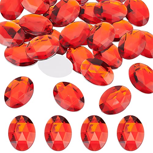 FINGERINSPIRE 30 Stück 40x30 mm Extra Große Ovale Acryl Strass Edelsteine Juwelen Verzierungen Kristalle Flache Rückseite Rote Juwelen Verzierungen Kristall Edelsteine Für Die Kostüm Schmuck Handwerk von FINGERINSPIRE