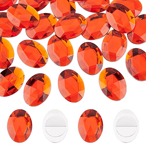 FINGERINSPIRE 30 Stück 40x30mm Flache Rückseite Oval Acryl Strass Rot Selbstklebende Juwelen Flache Rückseite Kunststoff Edelsteine, Verzierungen Zum Aufkleben Für Die Kostüm Cosplay Bastelarbeiten von FINGERINSPIRE