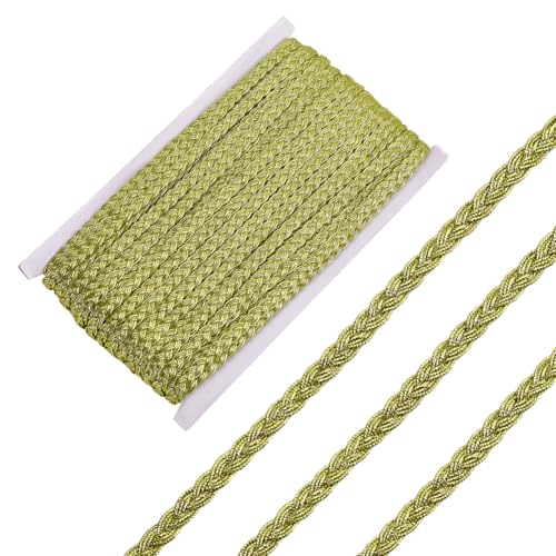 FINGERINSPIRE 35 m Metallisch Geflochtene Spitzenborte 7.5mm Breit Gelbgrüne Farbe Filigranes Gewelltes Spitzenband Verzierung Spitzenbesatz Für DIY Kleidungszubehör Schmuck Basteln Nähen Dekoration von FINGERINSPIRE