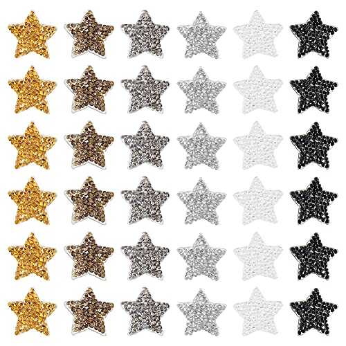 FINGERINSPIRE 36 STÜCKE Stern Hotfix Strass Patches 20 mm 6 Farben Kleine 5 Sterne Nähen Applikationen Patch Harz Strass Aufnäher Zum Aufbügeln Für Kleidung Jacken Hosen Rucksack Reparatur Dekoration von FINGERINSPIRE