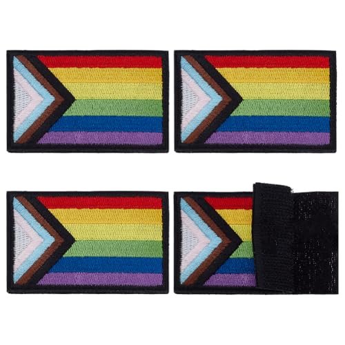 FINGERINSPIRE 4 Stück Bestickte Aufnäher Mit Schwulenflaggen 53x81mm Applikationen Mit Regenbogenflaggen Progress Pride Gay Pride Lesben Aufnäher Aus Polyester Love LGBT Applikationen Flaggenaufnäher von FINGERINSPIRE