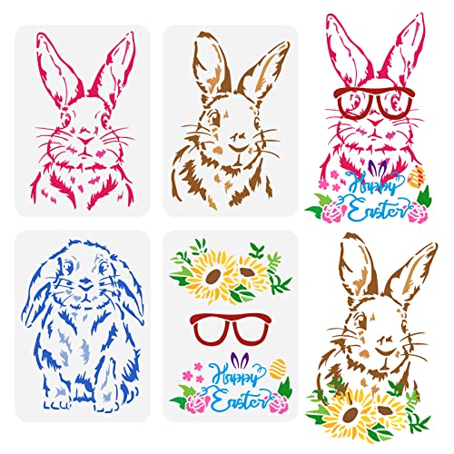 FINGERINSPIRE 4 Stück Oster Hasen Malschablonen 29.7x21cm Großes Langohr Kaninchen Dekorationsvorlage Sonnen Blumen Blätter Gläser Osterei Schablone Happy Easter für Wand Fliesen Home Ostern Decor FINGERINSPIRE 4 Stück Oster Hasen Malschablonen 29.7x21cm Großes Langohr Kaninchen Dekorationsvorlage Sonnen Blumen Blätter Gläser Osterei Schablone Happy Easter für Wand Fliesen Home Ostern Decor von FINGERINSPIRE
