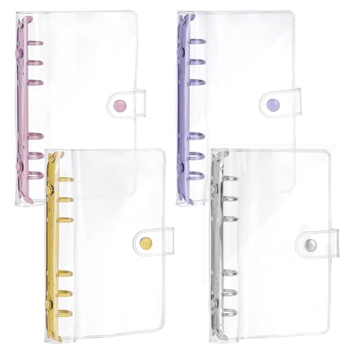 FINGERINSPIRE 4 x A6 transparente weiche PVC-Einband mit 6 Ringen, 4 Farben, weicher Notizbuch-Planer, Ordner, PVC-Einband, 6-Loch-Ordner, Notizbucheinband, nachfüllbare Ringbücher, Ordner zum Schutz FINGERINSPIRE 4 x A6 transparente weiche PVC-Einband mit 6 Ringen, 4 Farben, weicher Notizbuch-Planer, Ordner, PVC-Einband, 6-Loch-Ordner, Notizbucheinband, nachfüllbare Ringbücher, Ordner zum Schutz von FINGERINSPIRE