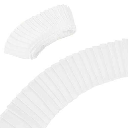 FINGERINSPIRE 4.57 m Weißes Plissiertes Chiffonband 60mm Breit Plissiertes Elastisches Spitzenband Aus Polyester Mit Gewelltem Rand Gerüschte Spitzenbesätze Für Kleider Puppendekoration DIY Handwerk von FINGERINSPIRE