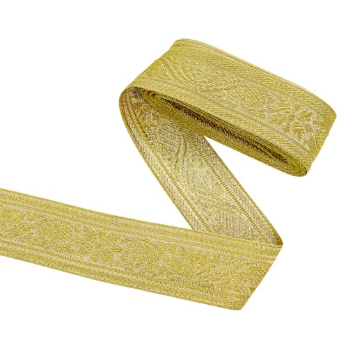 FINGERINSPIRE 4.57M 4CM Glitzer Gold Band Vintage Jacquard Handwerk Band Floral Emobridered Gewebt Trim Band DIY Verschönerung für Handwerk Geschenk Verpackung Bouquet Nähen Hochzeit Partei FINGERINSPIRE 4.57M 4CM Glitzer Gold Band Vintage Jacquard Handwerk Band Floral Emobridered Gewebt Trim Band DIY Verschönerung für Handwerk Geschenk Verpackung Bouquet Nähen Hochzeit Partei von FINGERINSPIRE