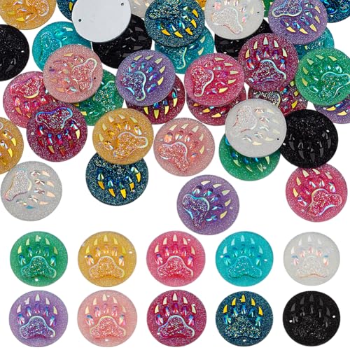 FINGERINSPIRE 40 Stück 10 Farben Runde Cabochons Aus Kunstharz Mit Flacher Rückseite 24.5mm Loch 1.2mm 2 Lochglieder Bunte Cabochons Bunte Edelsteine In Tropfenform Gemischte Runde Edelstein Cabochon von FINGERINSPIRE