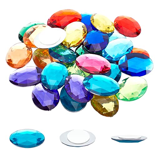 FINGERINSPIRE 40 Stück 30x40,5 mm Flat Back Rhombus Acryl selbstklebend Strass Edelsteine ​​Stick mit Behälter 10 Farben Kristalle Bling Aufkleber Acryl Juwelen für Kostümherstellung Cosplay von FINGERINSPIRE