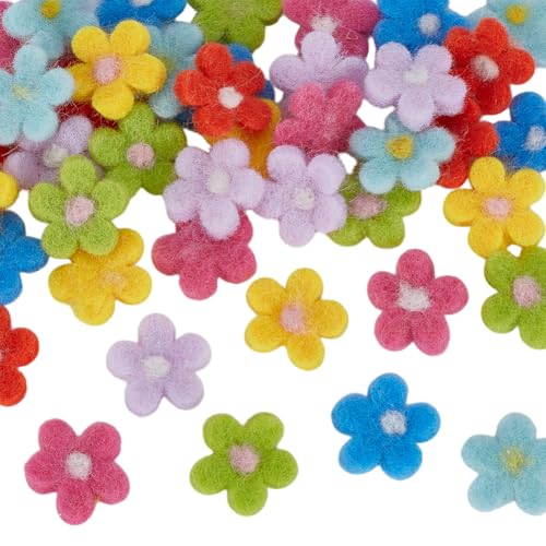 FINGERINSPIRE 42 Stück Gänseblümchen Blumenaufnäher Aus Wollfilz 7 Farben Mini Gänseblümchen Blumenfilzwolle Zum Basteln Gänseblümchen Für Selbstgemachte Feiertagsdekorationen Blumenapplikation von FINGERINSPIRE