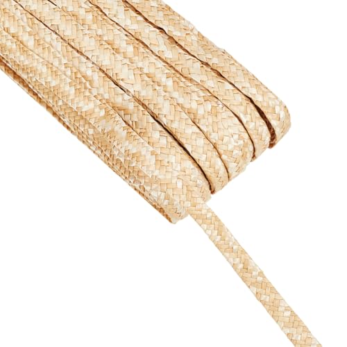 FINGERINSPIRE 48 m Weizenstrohband Zur Hutherstellung 10~11mm Breites Millinery Hut Stroh Flechtband Blanchierte Mandelfarbe Natürliches Weizenstroh Hutherstellung DIY Bastelzubehör von FINGERINSPIRE