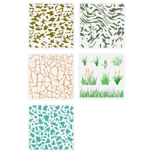 FINGERINSPIRE 5 Stück Camouflage Malschablonen 30x30 cm Wiederverwendbare Camouflage Mustervorlagen Kunststoff PET Grasriss Schablonen Zum Malen Tägliche Themenvorlagen Für Wand Möbel Bodendekor von FINGERINSPIRE