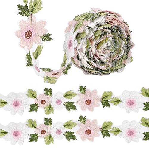 FINGERINSPIRE 5 Yards Buntes Blumen Spitzenband Zum Aufnähen/Bügeln Auf Blumen Blatt Spitzenband 85 mm Spitzen Blumenapplikationen Sonnenblumen Stickerei Für Stoffkleidung, Basteln, DIY Haarschmuck von FINGERINSPIRE