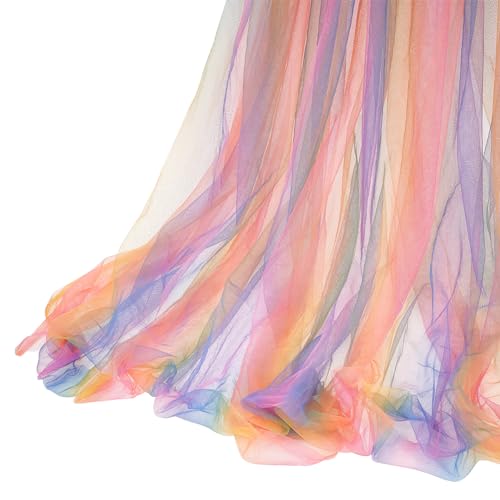 FINGERINSPIRE 5 m Regenbogen Tüll Netzstoff 1.6 m Mehrfarbiger Tüllstoff Polyester Regenbogen Netzstoff Zum Nähen Bunter Tüllstoff Für Kleiderkostümherstellung DIY Handwerk von FINGERINSPIRE