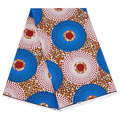 FINGERINSPIRE 5,5 m Ankara Stoff 1,1 m breit Afrikanischer Stammesdruck Stoff Polka Dots Gedruckter Dekostoff Buntes Kreis Muster Polsterstoff für Party DIY Basteln Kleid Kostüme Dekoration von FINGERINSPIRE