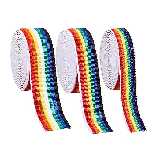 FINGERINSPIRE 5.5 m Regenbogenfarbenes Elastisches Nylonband 20/25/38 mm Breit Zum Nähen Elastisches Band Flach Mit Streifenmuster Farbig Gestreift Elastisches Band Für Bund Perückenbänder Nähzubehör von FINGERINSPIRE