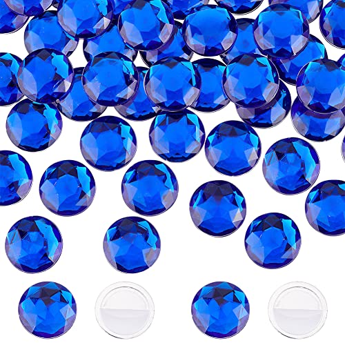 FINGERINSPIRE 50 Stück 25mm Flache Rückseite, Rund, Acryl Strasssteine, Blau, Selbstklebend Juwelen Große Kunststoff Edelsteine, Verzierungen Zum Aufkleben, Kristall Edelsteine Für Cosplay Handwerk von FINGERINSPIRE