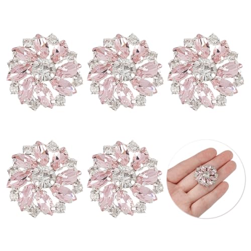 FINGERINSPIRE 6 PCS glänzende Blume Strass Knöpfe 26mm Messing Strass Schaft Knöpfe weiß rosa Kristall Verzierungen nähen auf Knöpfe mit 1 Loch Schmuck Dekorationen für Handwerk Hochzeit Kleidung DIY von FINGERINSPIRE