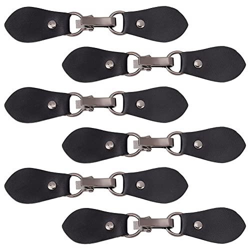 FINGERINSPIRE 6 Paar Lederklammern zum annähen Verschlüsse Schwarz Metall PU Leder Snap Toggle T-Shape Leder Spange Verschlüsse Ersatz Snap Toggle für Schuhe Mantel Jacke DIY Craft von FINGERINSPIRE