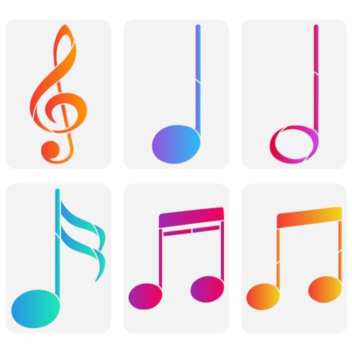 FINGERINSPIRE 6 Pcs Musik Malerei Schablone 21x29.7cm Wiederverwendbare 6 Arten Musiknoten Muster Zeichnung Vorlage DIY Kunst Musik Notation Dekoration Schablone für Malerei auf Holz Wand Stoff Möbel von FINGERINSPIRE