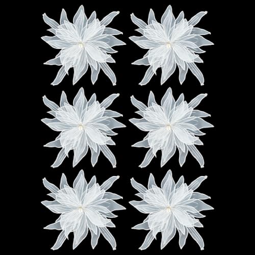 FINGERINSPIRE 6 Stück Große Organza Blumen Applikation 26.5 m Weiße Organza Ornament Flicken 3D Blumen Näh Und Reparatur Applikation DIY Kleidungs Applikation Für Hochzeits/Abendkleid Dekoration von FINGERINSPIRE