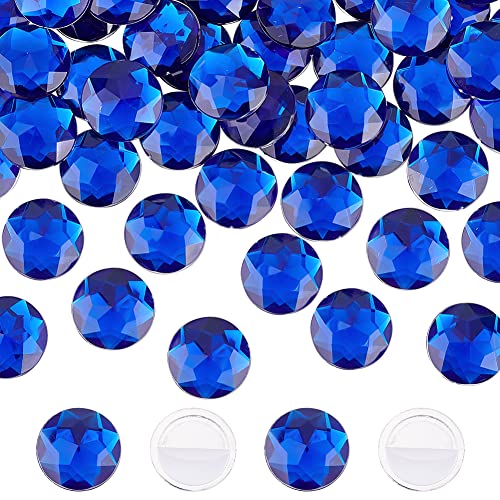 FINGERINSPIRE 60 Stück 20mm Flache Rückseite Rund Acryl Strasssteine, Blau Selbstklebend Große Kunststoff Edelsteine Verzierungen Zum Aufkleben, Kristall Kreis Edelsteine Für Kostüm Cosplay Handwerk von FINGERINSPIRE