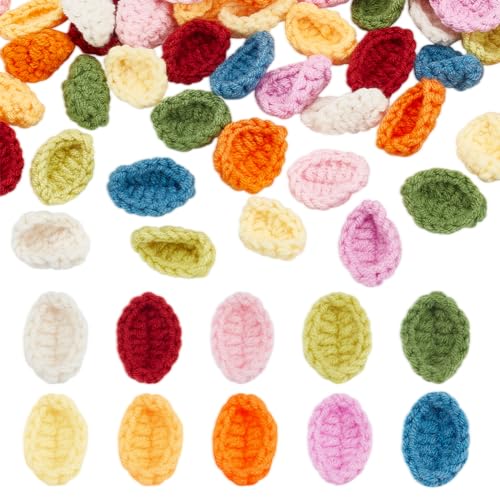 FINGERINSPIRE 60 Stück Basteln Nähen Häkelblatt 10 Farben Im Lieferumfang Enthalten Handgefertigte Gehäkelte Blumen Künstliche Blätter Basteln Milch Baumwolle Basteln Strickblatt Für Häkelblumen von FINGERINSPIRE