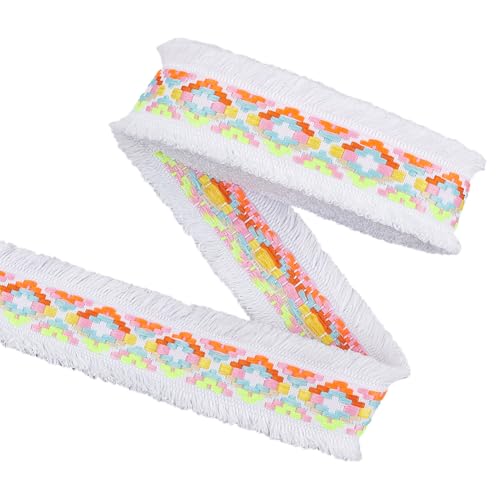 FINGERINSPIRE 9.1 m Besatzband Mit Floralen Quasten 41mm Breit Weißes Doppelquastenrandband Polyester Fransenbesatz Geometrisches Nähband Flach Gewebtes Fransenband Zum Nähen DIY Basteln Dekor FINGERINSPIRE 9.1 m Besatzband Mit Floralen Quasten 41mm Breit Weißes Doppelquastenrandband Polyester Fransenbesatz Geometrisches Nähband Flach Gewebtes Fransenband Zum Nähen DIY Basteln Dekor von FINGERINSPIRE