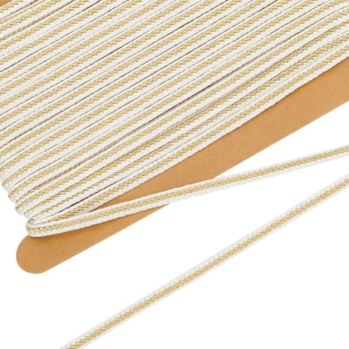 FINGERINSPIRE 9.1 m Mini Spitzenbesatz Für Puppenkleidung 3mm Breit Für Sehr Kleine Puppen Goldmetallic Geflochtenes Keel Grimp Spitzenband Winziger Zarter Weißer Spitzenbesatz Aus Nylon Zum Nähen von FINGERINSPIRE