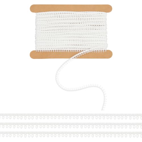 FINGERINSPIRE 9.1 m Spitzenbesatz Mit Picot Rand 4mm Breites Weißes Spitzenband Mit Schlaufen Für Puppenkleidung Polyester Winziger Picot Spitzenbesatz Dekor Für Puppen DIY Nähen Puppenkleidungs von FINGERINSPIRE